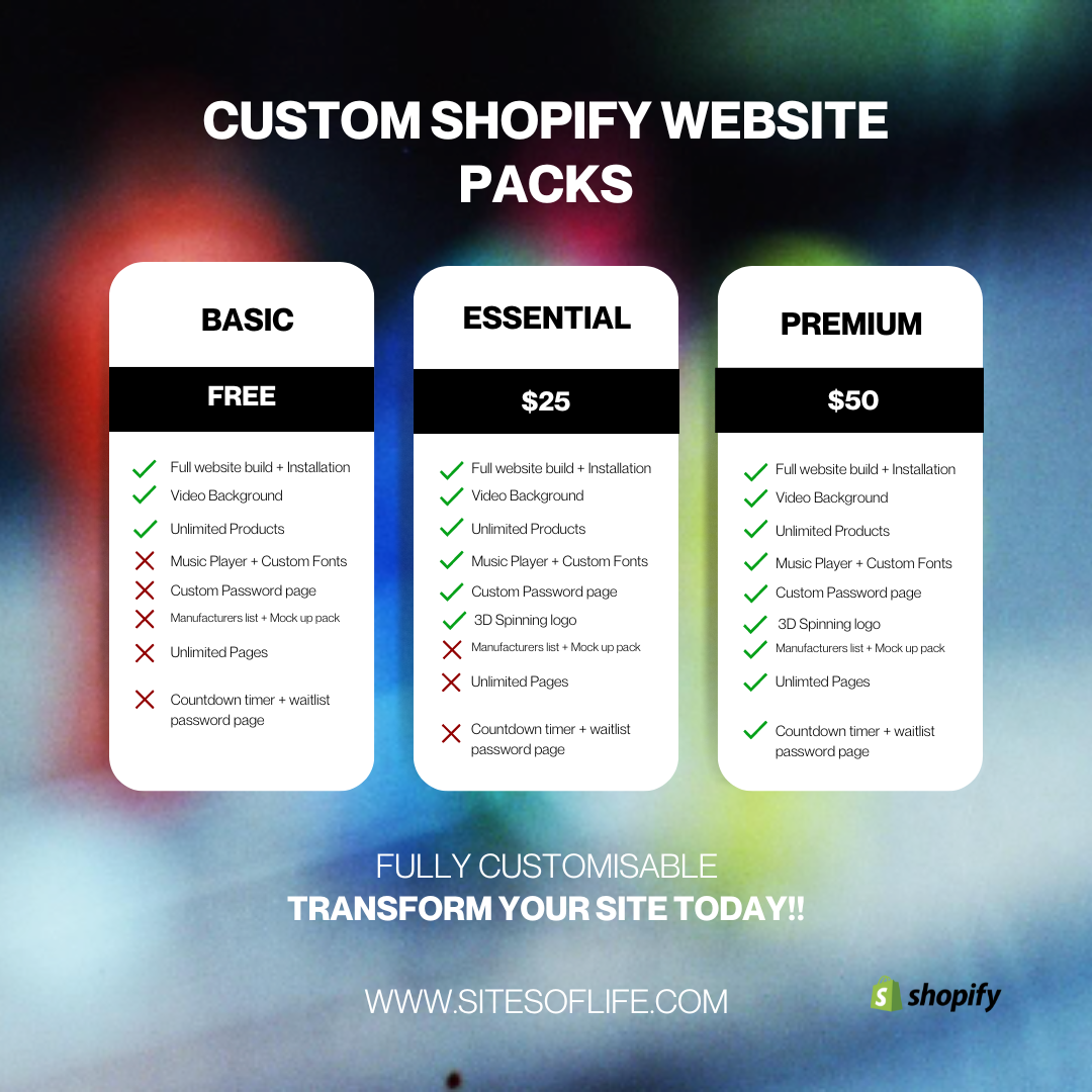 FREE SHOPIFY STORE by @sitesoflife + FREE INSTALLATION